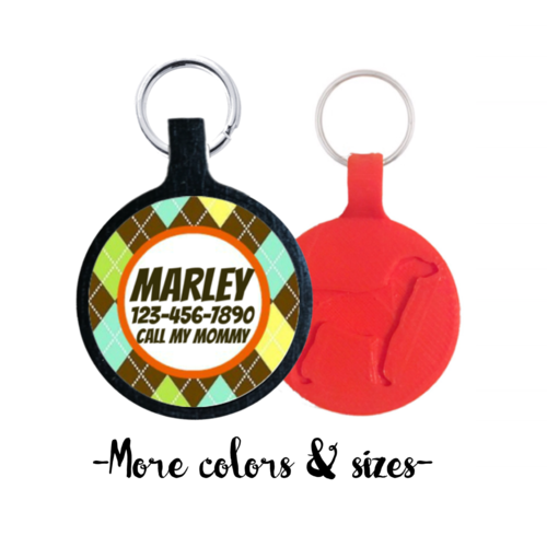 Argyle Ecoplastic Pet ID Tag- Choose from many colors.